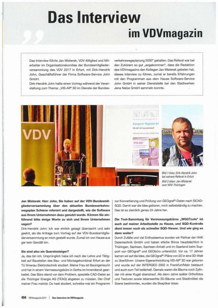 VDV Magazin, Interview