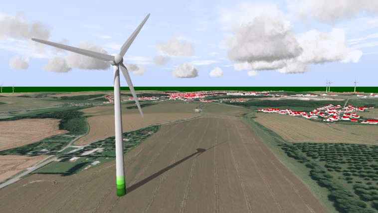 Windkraftanlage: 3D-Simulation