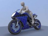3D-Modell Motorrad mit dem Fahrer
