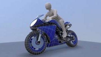 3D-Modell Motorrad mit dem Fahrer